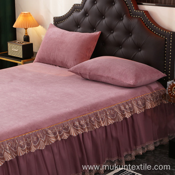 Thicker Solid color milk velvet bedshirts cover sets